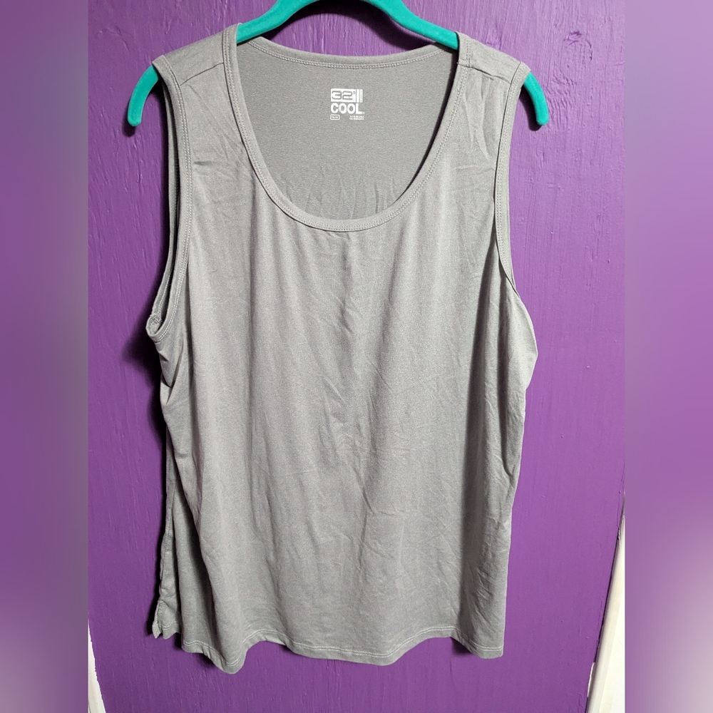 11. 32 Degrees Cool Ghost Grey Split Hen Tank Top XXL 16 18